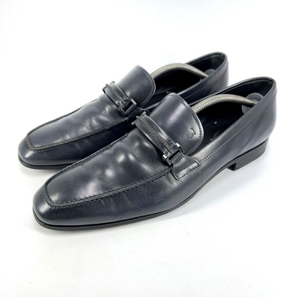 Tod\'s Mens Size US 11 Dark Blue Pebble Sole Leather Slip On Dress Shoes Italy main image 8